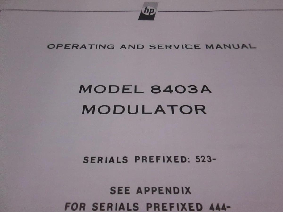 Used HP Model 8403A Modulator Operating and Service Manual, Used