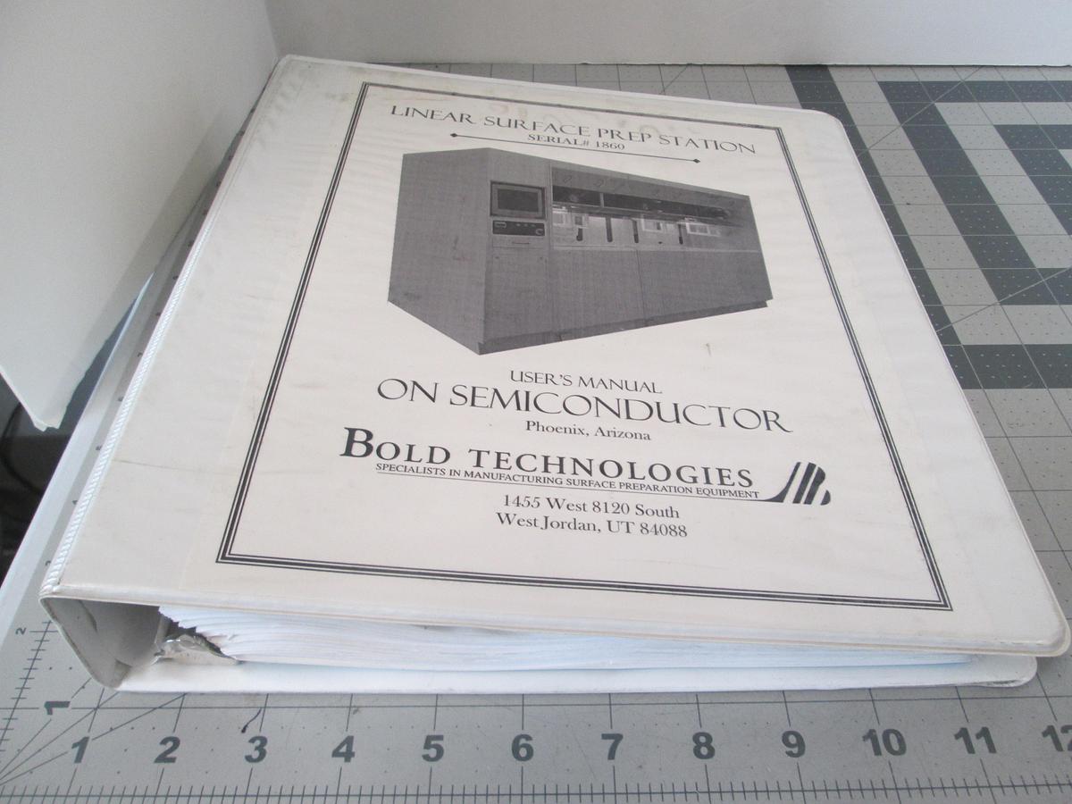Used Bold Technologies, 1860, Linear Surface Prep Station, User Manual, Used