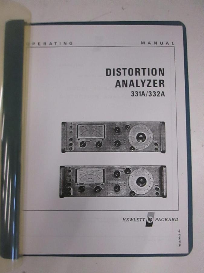 Used HP 331A/332A Distortion Analyzer, Operating Manual, Used