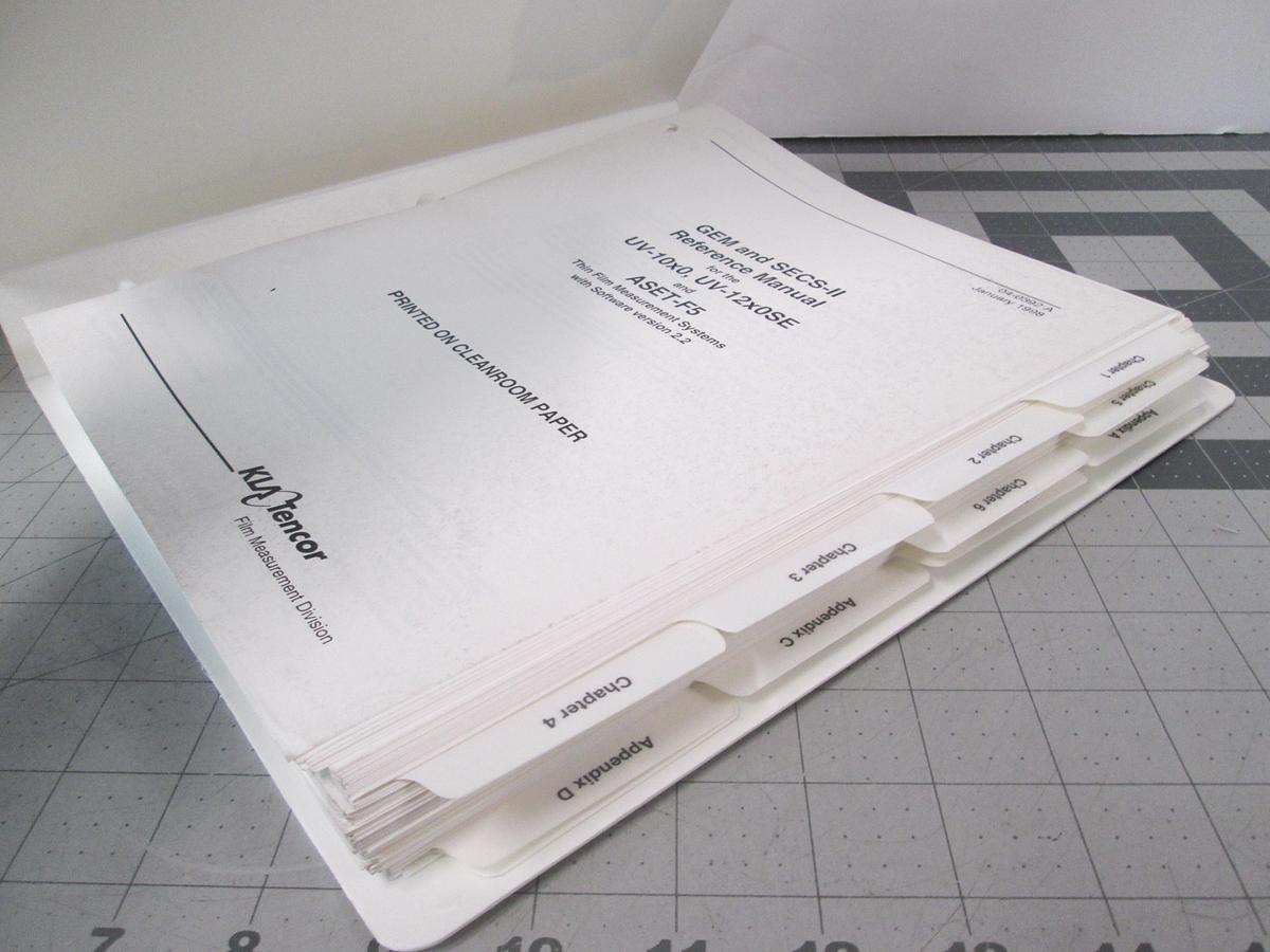 Used Tencore, GEM and SECS II Reference Manual for UV-10x0, UV-12x0SE and ASET-F5, Used