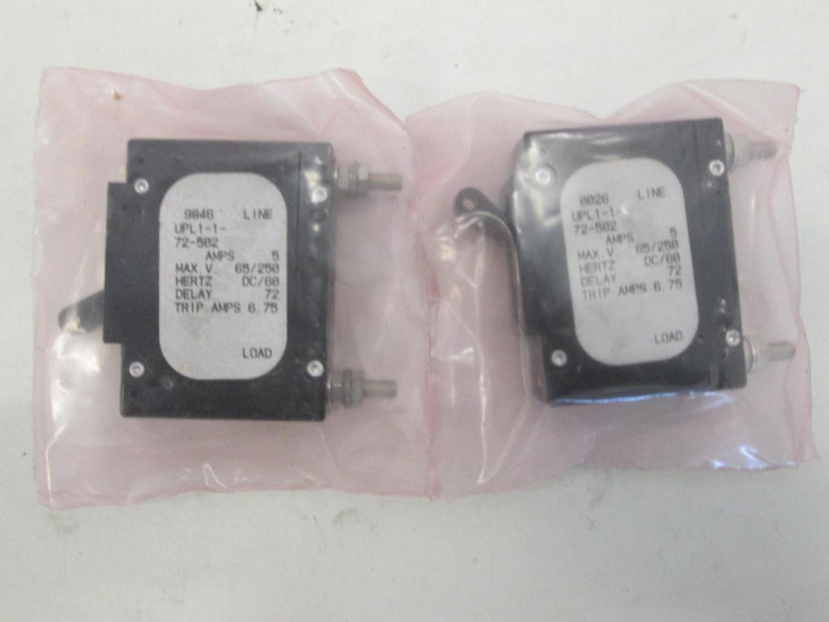 Carling Switch, Circuit Breaker, UPL1-1-72-502, 5A, New, Lot of 2