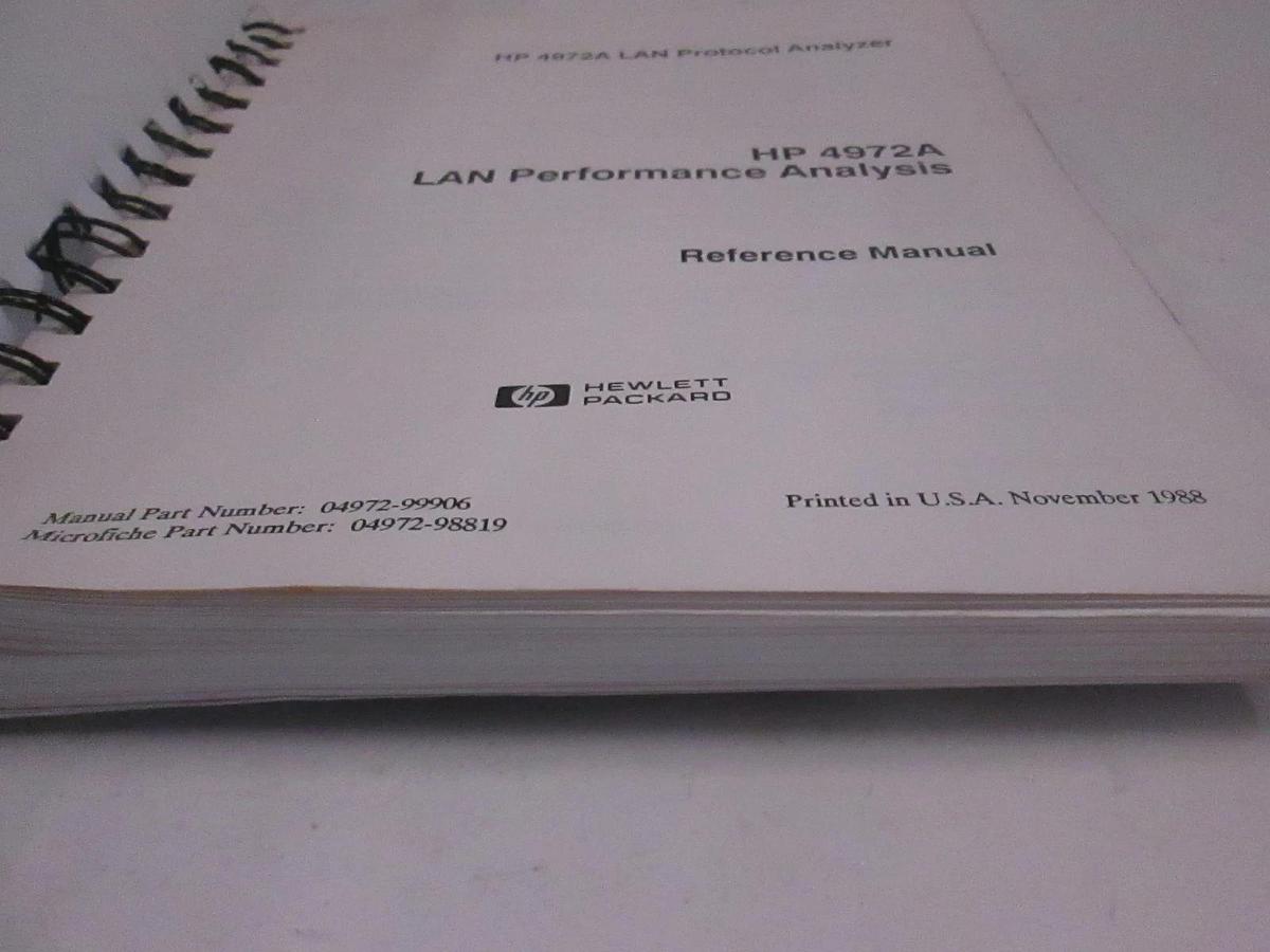 Used HP 4972A LAN Protocol Analyzer Reference Manual, Used