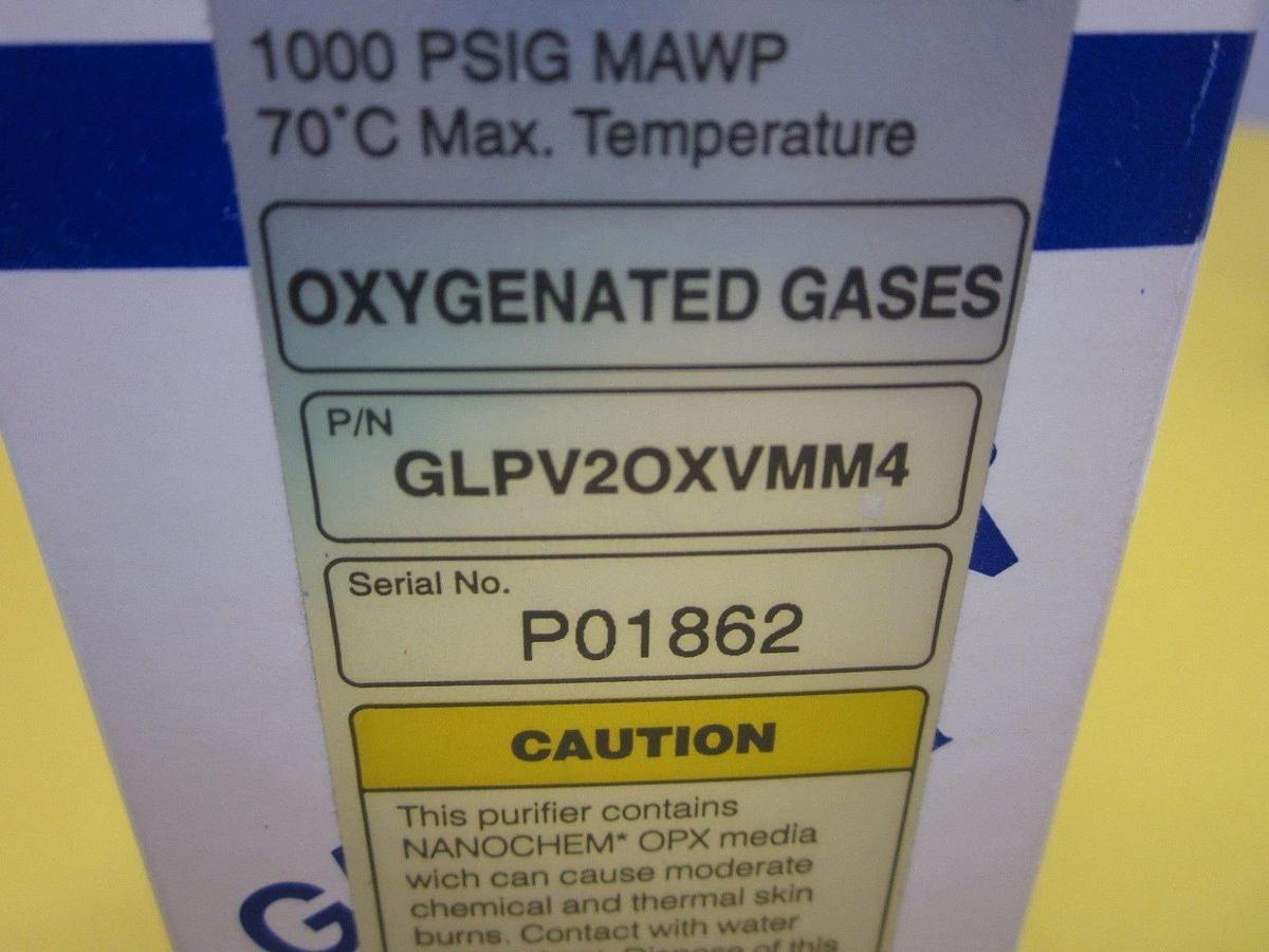 Used PALL Gaskleen Purifier, Oxygenated Gases, 1/4" M/M VCR Gasket Seal, GLPV2OXVMM4