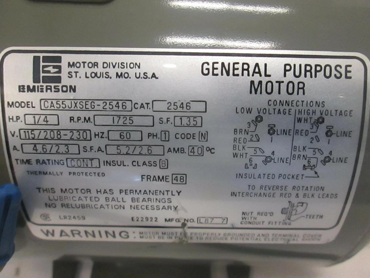 Emerson, General Purpose Motor, CA55JXSEG-2546, New