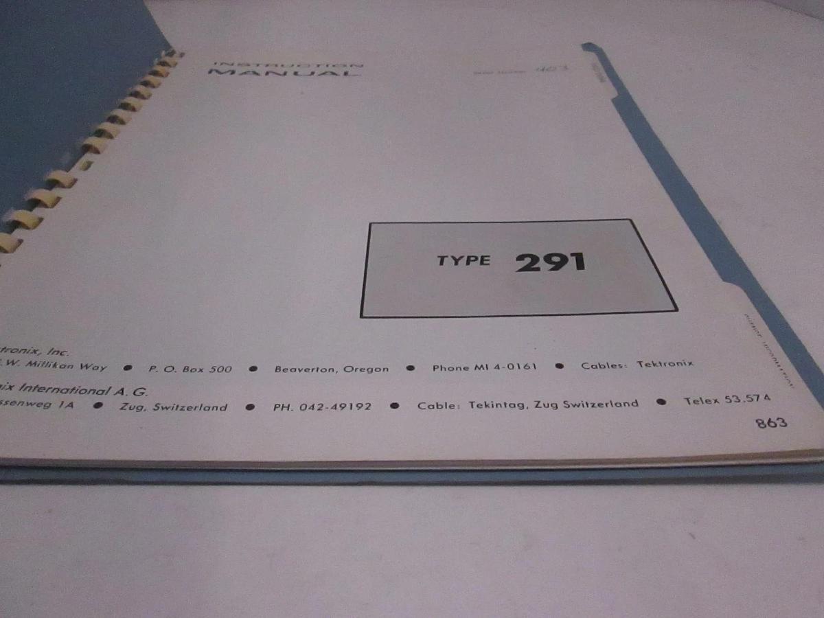 Used Tektronix Type 291 Instruction Manual, Used