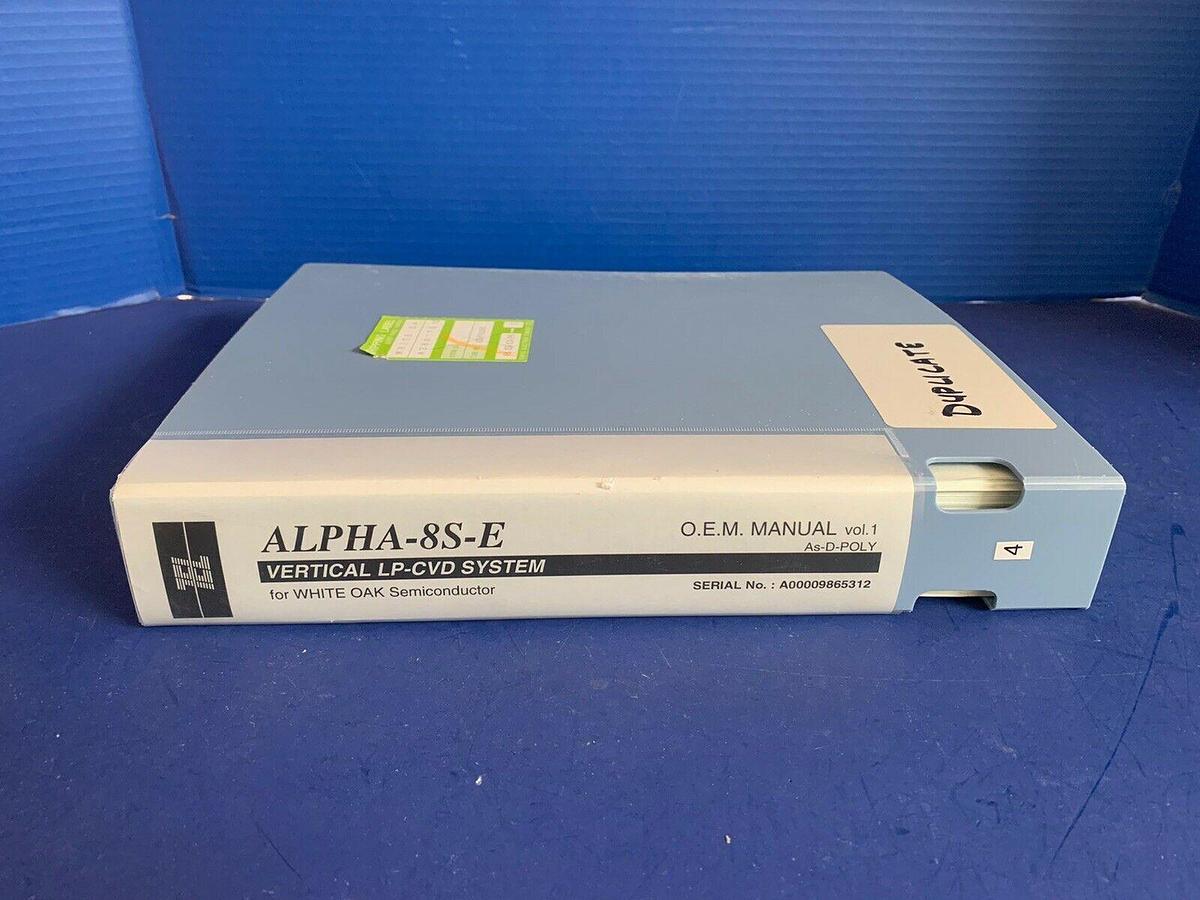 Used Tokyo Electron ALPHA-8S-E Vertical LP-CVD As-D-POLY O.E.M. Manual Volume 1, Used