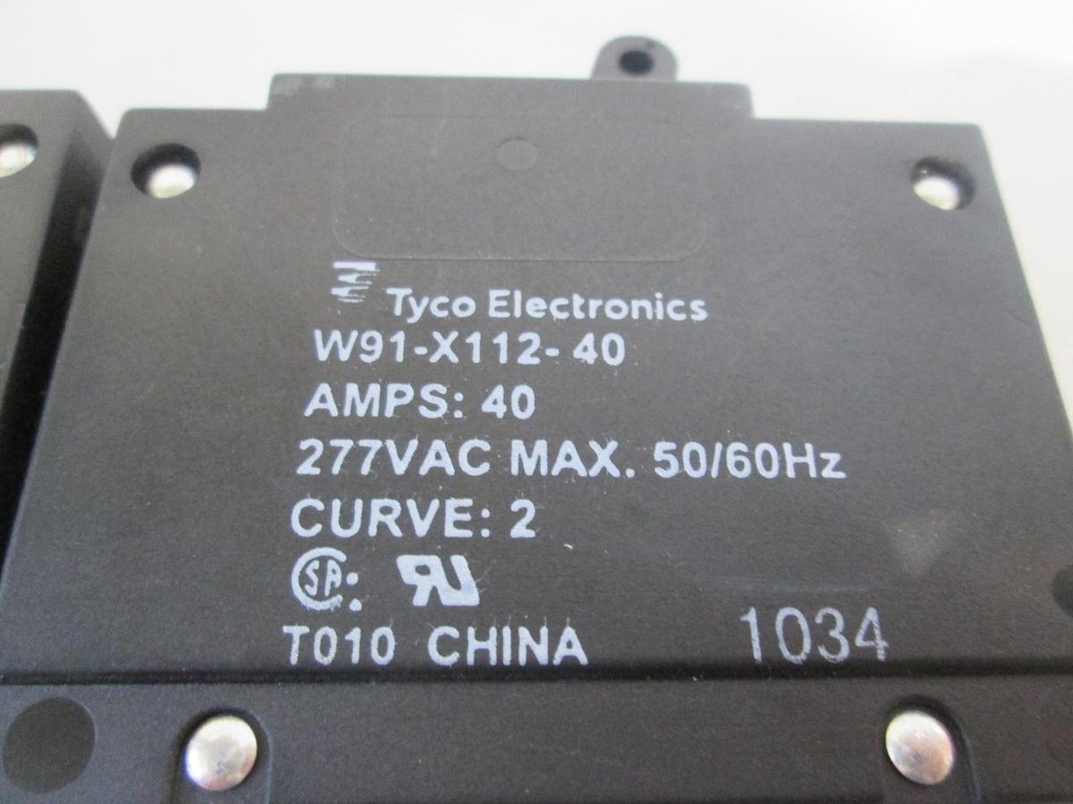 Used Tyco Electronics, W91-X112-40, Circuit Breaker, 40A, 277VAC Max, New, Lot of 2