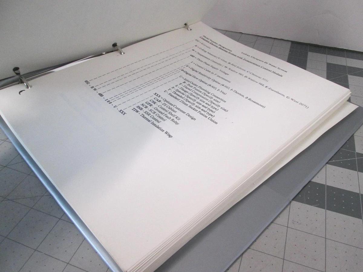 Used Lufran, 052-SVW-480-1000-AMD, Water Heater Operation andnstallation Manual, Used