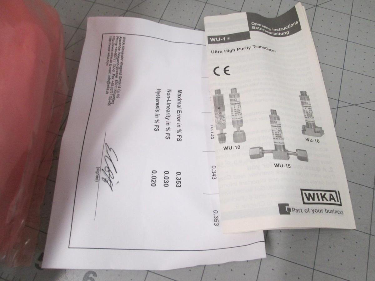 Used WIKA, Pressure Transducer, WU-15, New