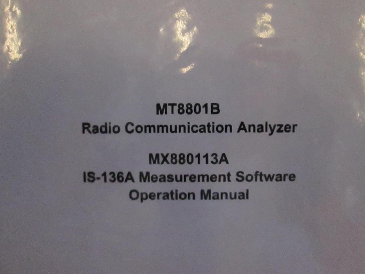 Used Anritsu MT8801B Radio Communication Analyzer, Software Operation Manual, Used