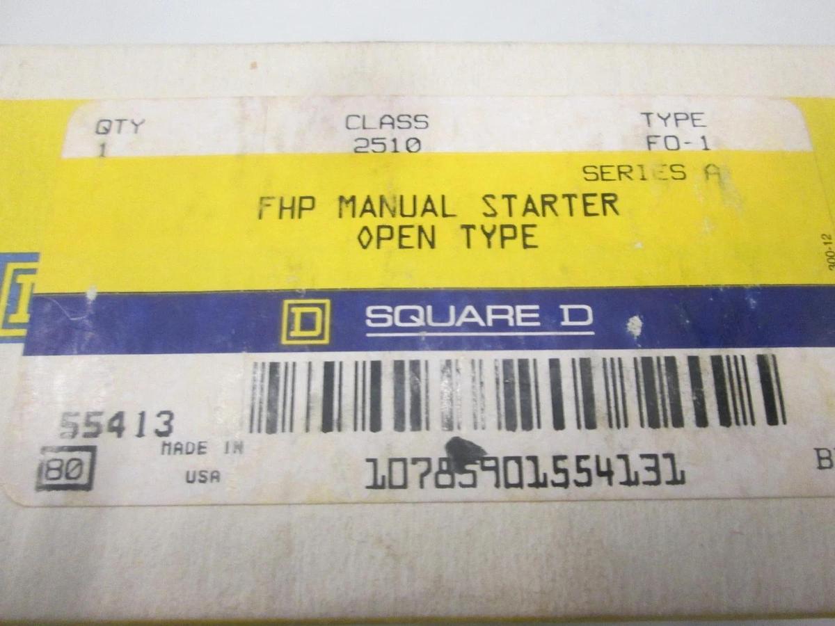Used Square D, FO-1, FHP Manual Starter Open Type, New