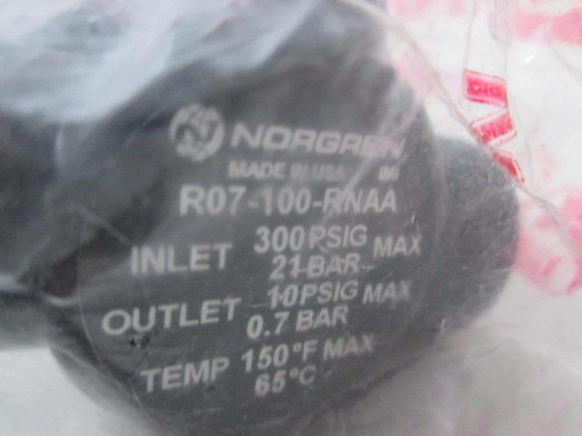 Norgren, R07-100-RNAA, Regulator, 300 PSIG Max In, 10 PSIG Max Out, New