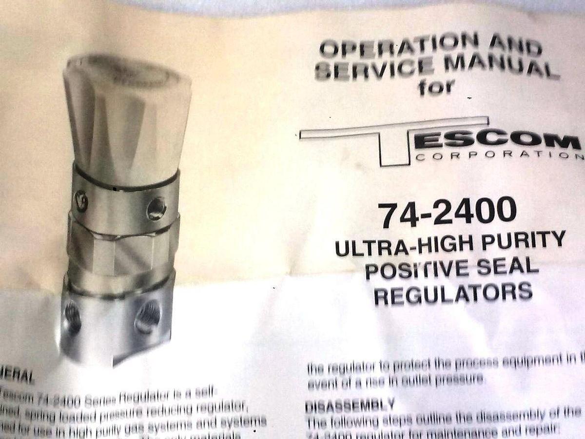 Used Tescom 74-2460K9420-018 1/4" stub Ultra High Purity Positive Seal Regulator, NIB