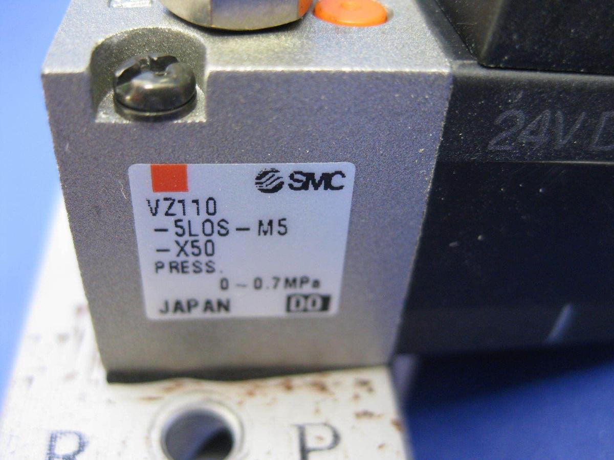 Used SMC VZ110 Solenoid  Valve Manifold Assembly, with 5 Valves, Used