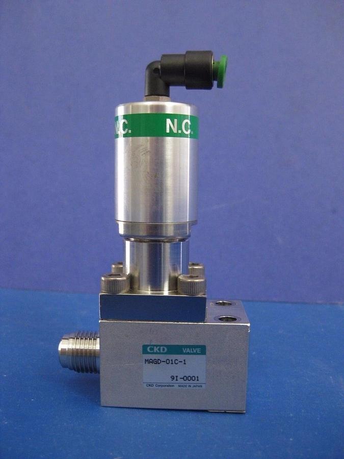 Used CKD MAGD-O1C-1 Air Operated Block Valve, N.C., 1/4" MVCR, Used