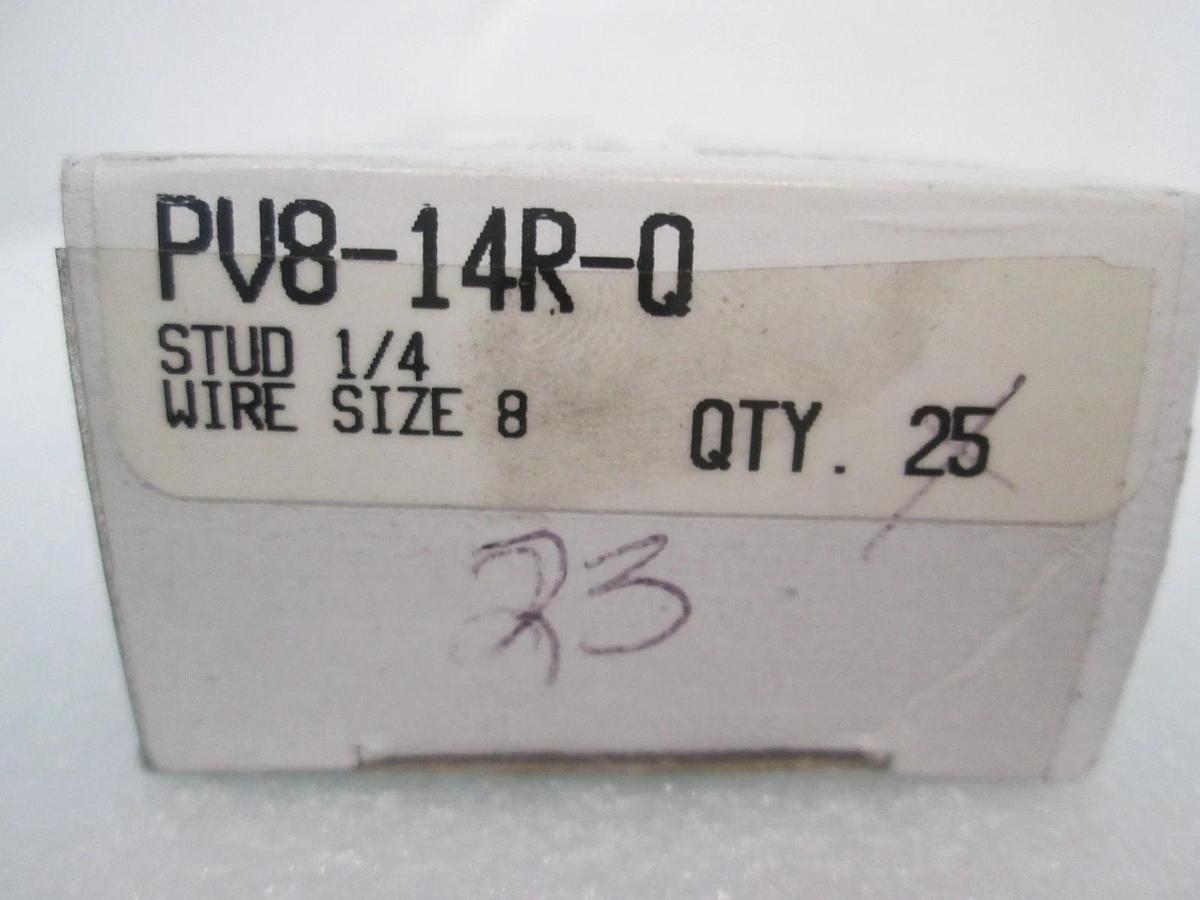 Panduit, Pan-Term Terminals, PV8-14R-Q, Stud 1/4, Wire Size 8, New, Lot of 23