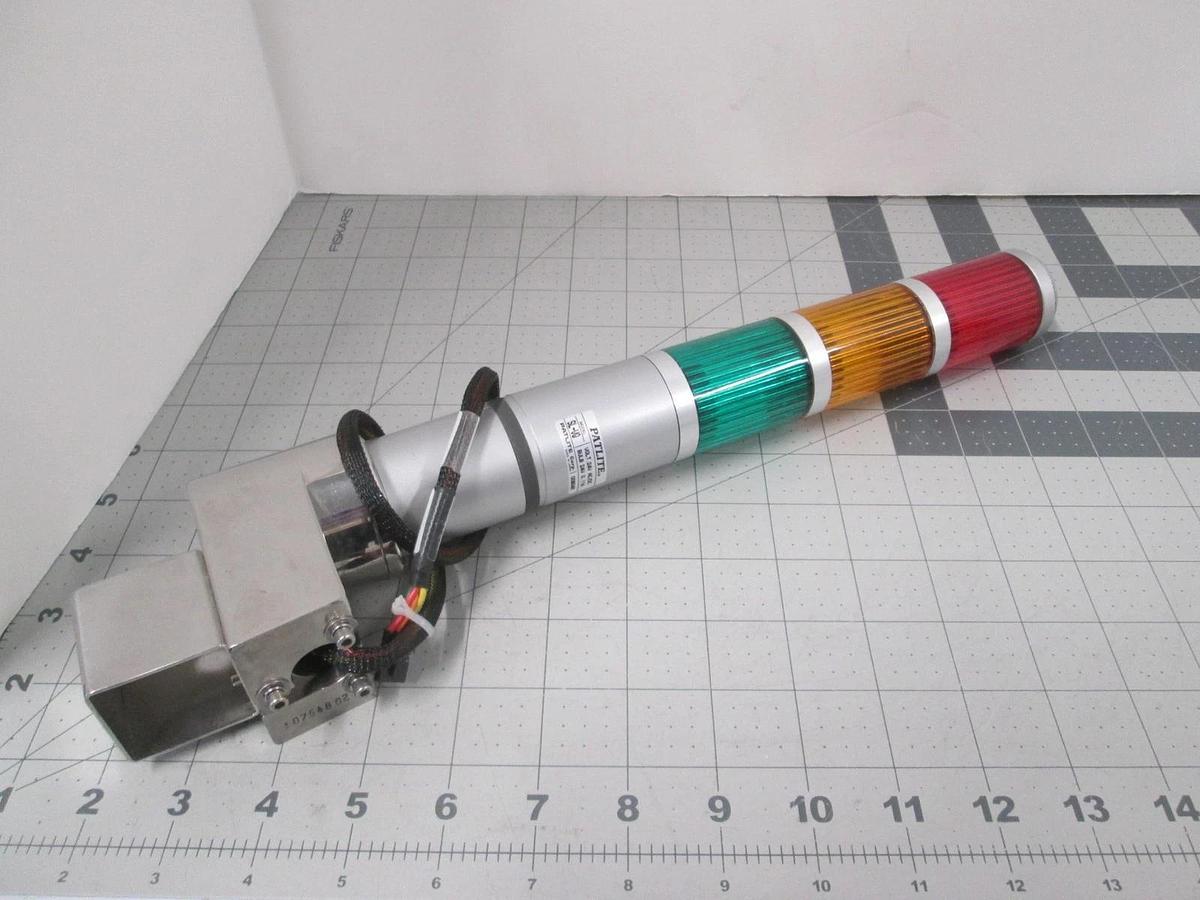 Patlite, SL-VQ, 00804M,Light Signal Tower,R/Y/G, 24V w/ 4 Pin Wire Harness, Used