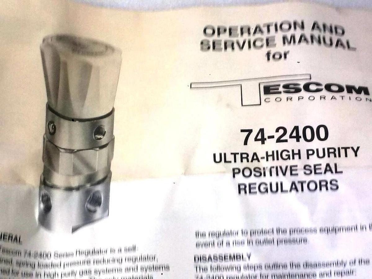 Tescom 74-2460K9420-018 1/4" stub Ultra High Purity Positive Seal Regulator, NIB