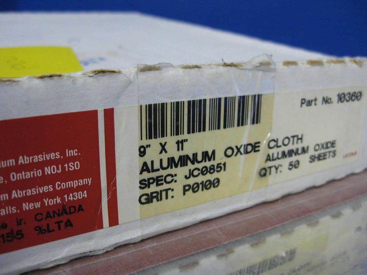 Aluminum Oxide Cloth, 9" X 11" Mixed lot of 50/100/120/180 Grit, 161 Sheets