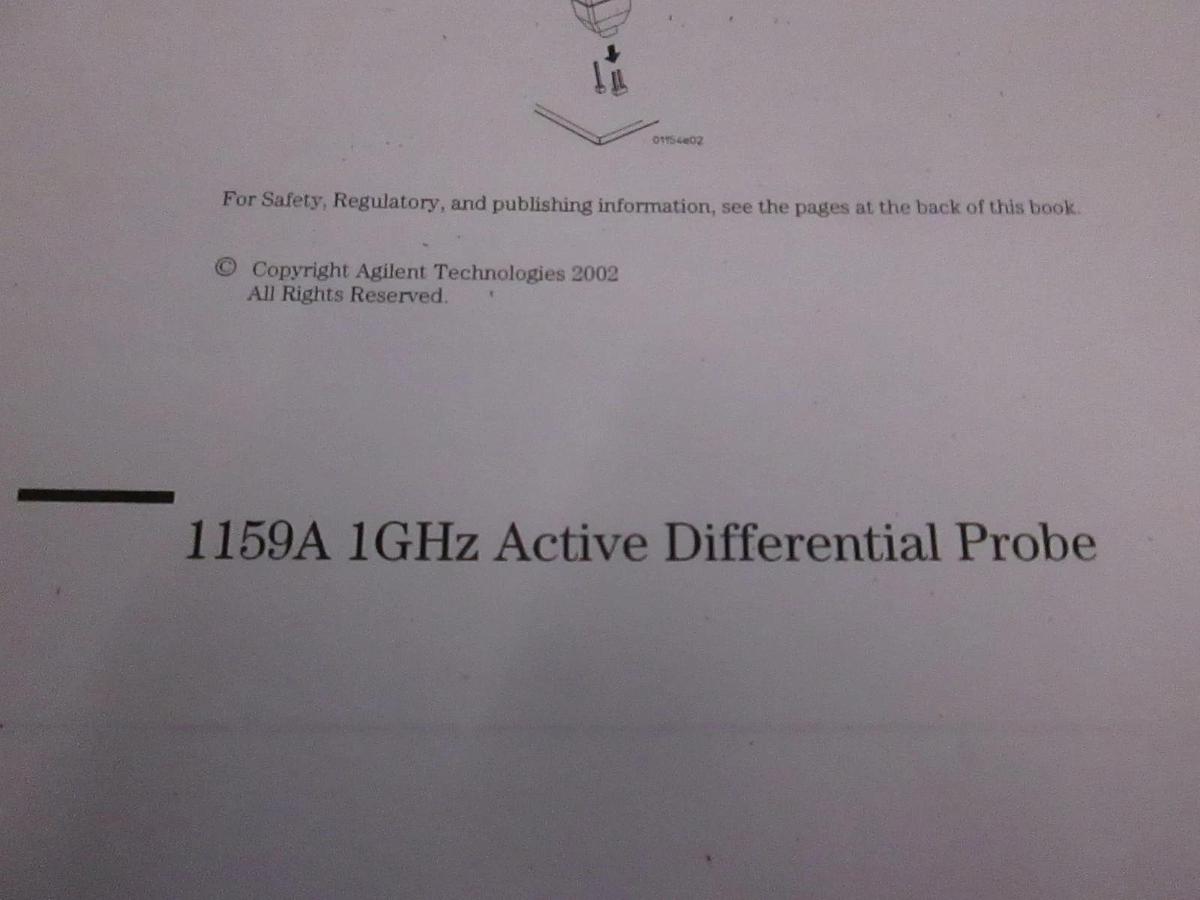 Used Agilent 1159A 1GHz Active Differential Probe User's Guide, Used
