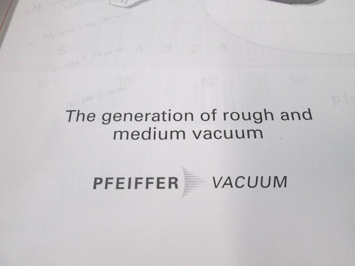 Used Pfeiffer Vacuum, Rough and Medium Vacuum Manual, Used