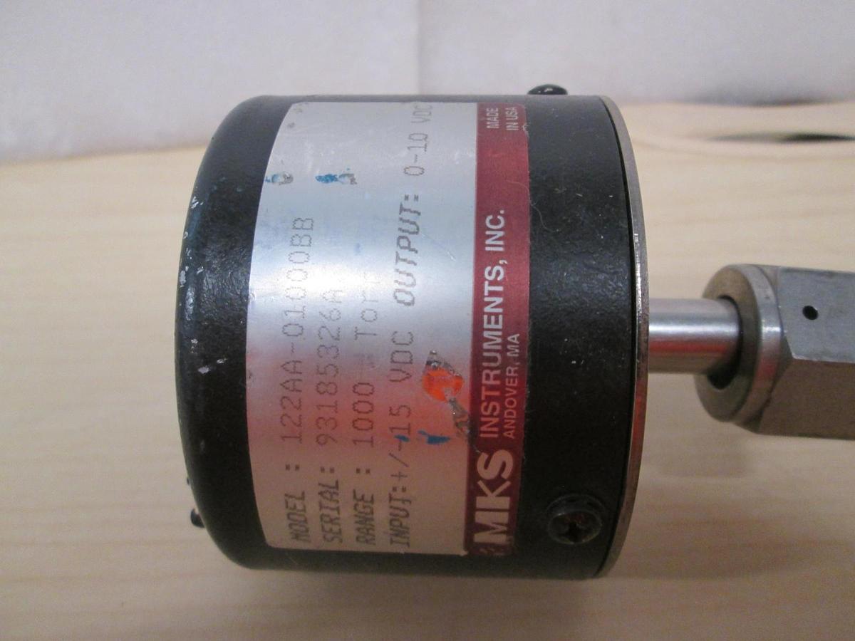 Used MKS Baratron, 122AA-01000BB, Transducer, 93185326A 1000 Torr, 1/2 FVCR, Used