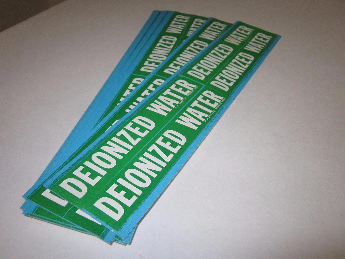 BRADY37002 Pipe Marker, DEIONIZED WATER, White on Green, Lot of 168 Labels