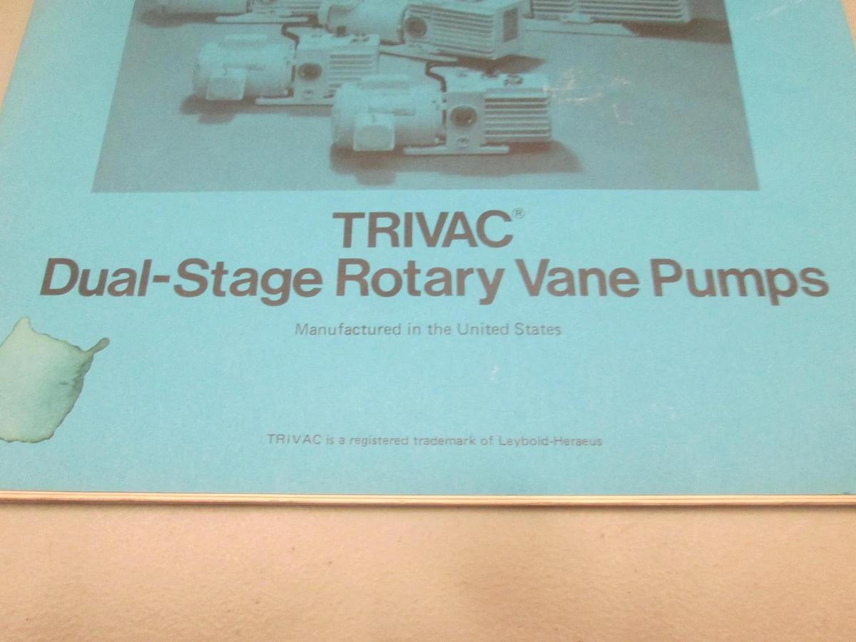 Used Leybold-Heraeus, Operation and Maintence Manual for TRIVAC Rotary Pumps, Used
