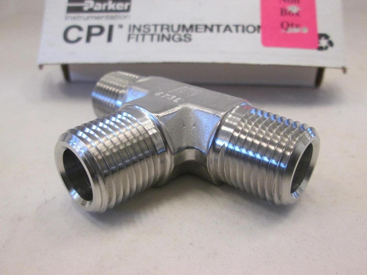 Parker, 8-8-8 MT-SS, Male Tee Pipe Fitting, Box of 2, New