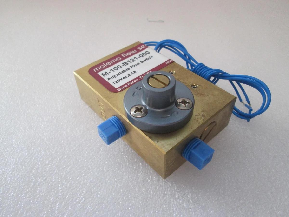 Malema Flow Sensor, M-100-B121-000, Adjustable Flow Switch, 120Vac, New
