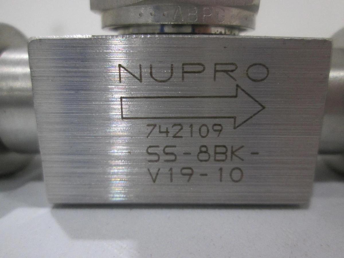 Used Nupro, SS-8BK-V19-1O, NO Valve, Used