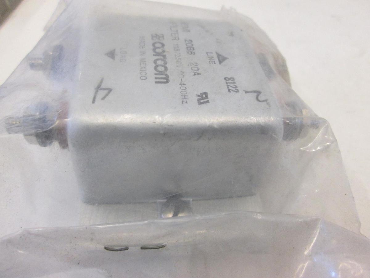 Used Corcom, EMI Filter, 20B6, 20A, 115/250 VAC, Used