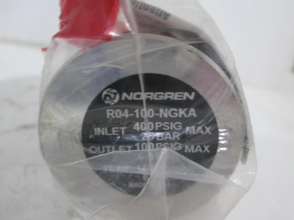 Norgren, R04-100-NGKA, Regulator, 400 PSIG Max In, 100 PSIG Max Out, New