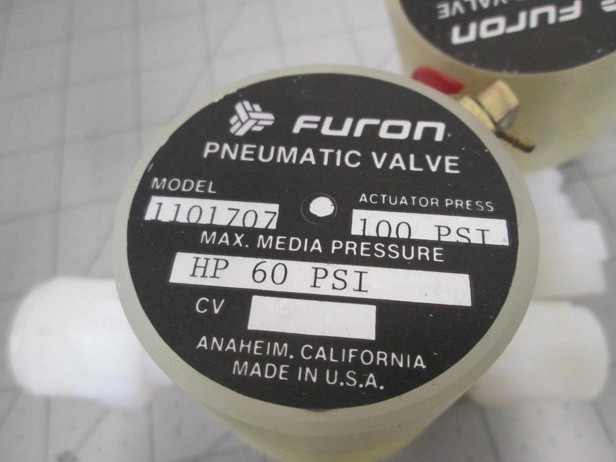 Used Furon, HP-60PSI, 1101707, 100 PSI, 3-Way Valve, Used, Lot of 2