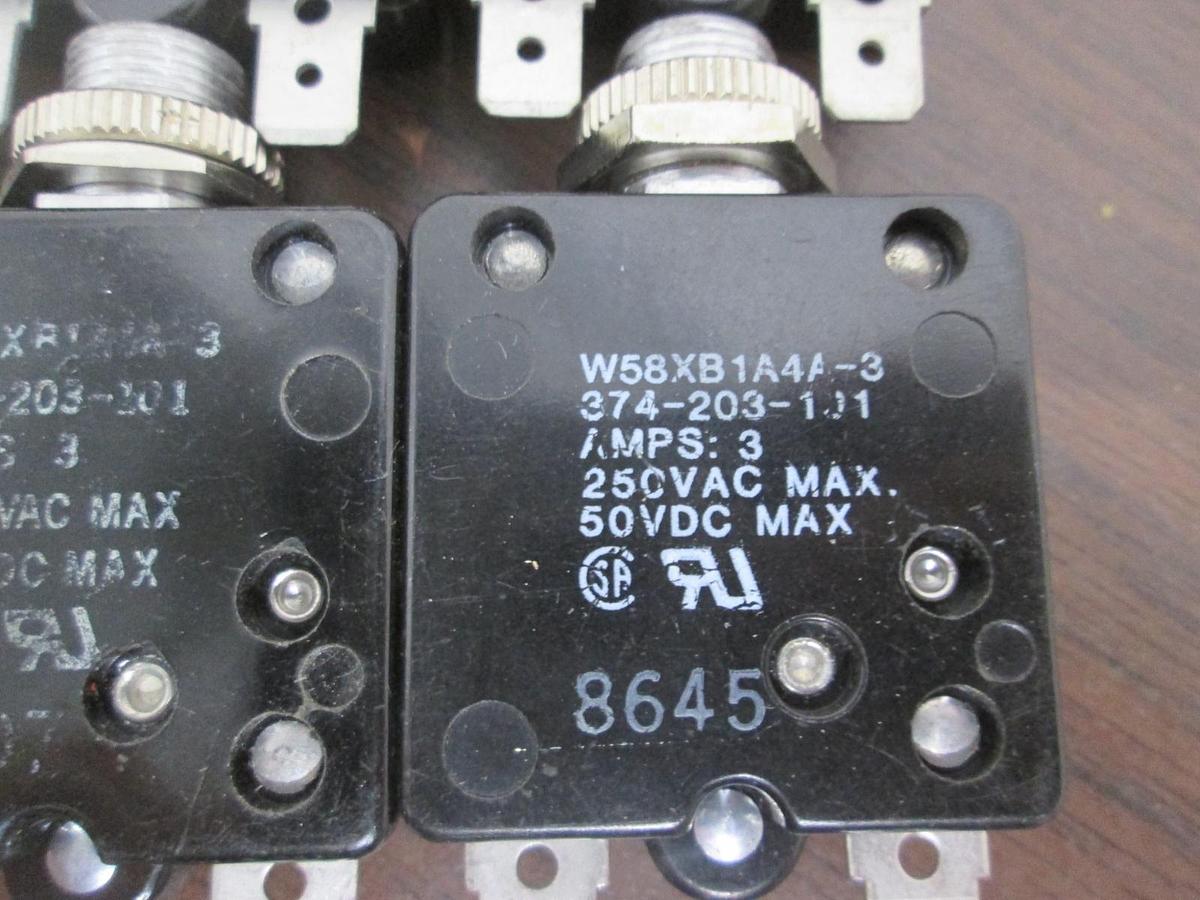 Used Potter & Brumfield, W58XB1A4A-3, 3A, Thermal Circuit Breaker, Used, Lot of 6