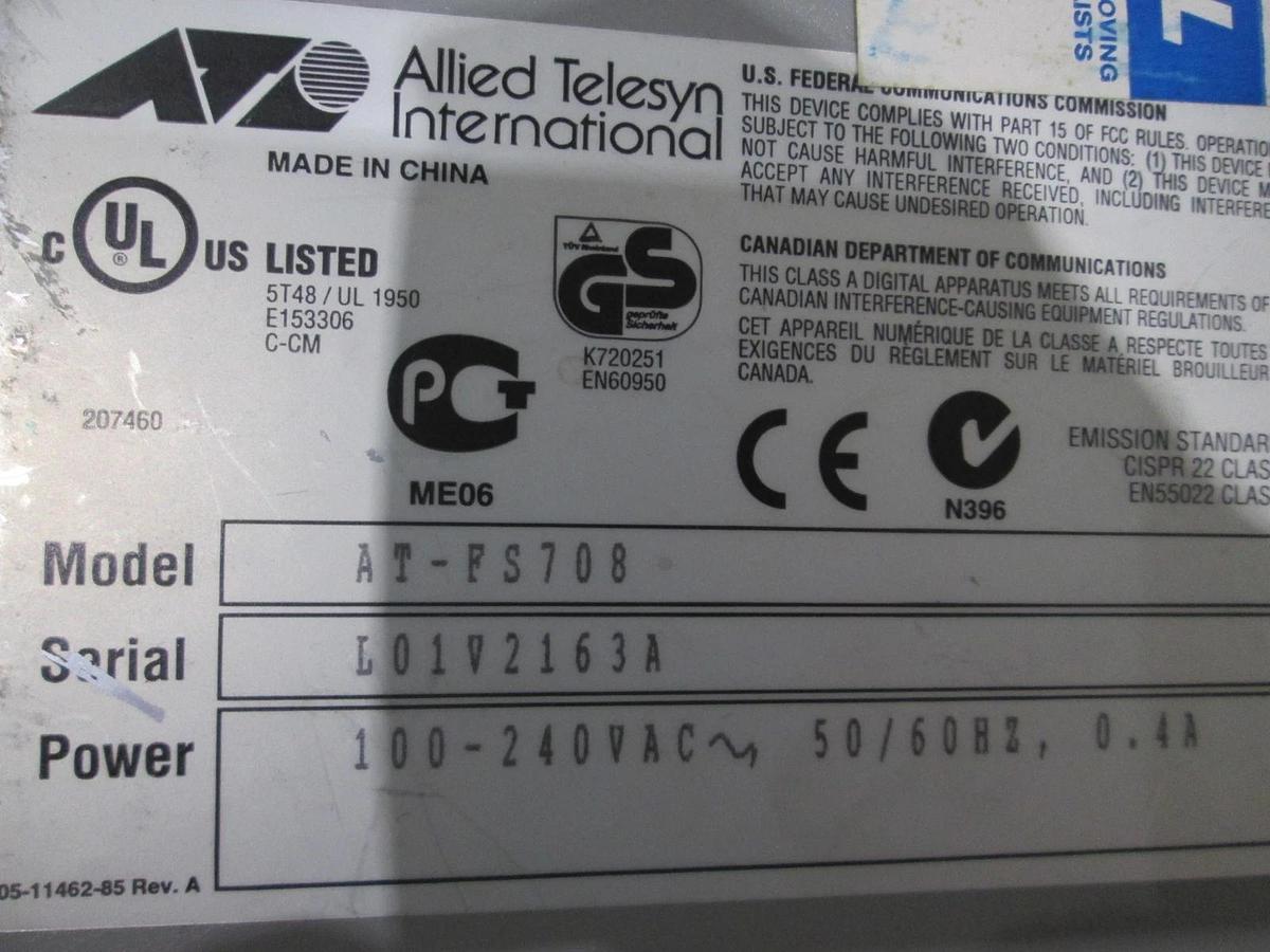 Used Allied Telesyn, FS708, Ethernet Switch, Used