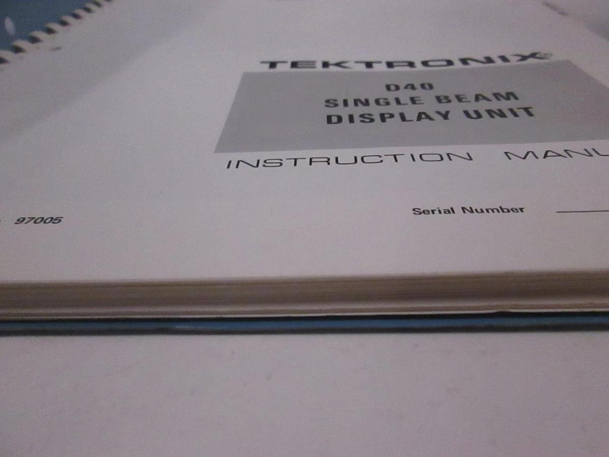 Used Tektronix D40 Single Beam Display Unit Instruction Manual, Used