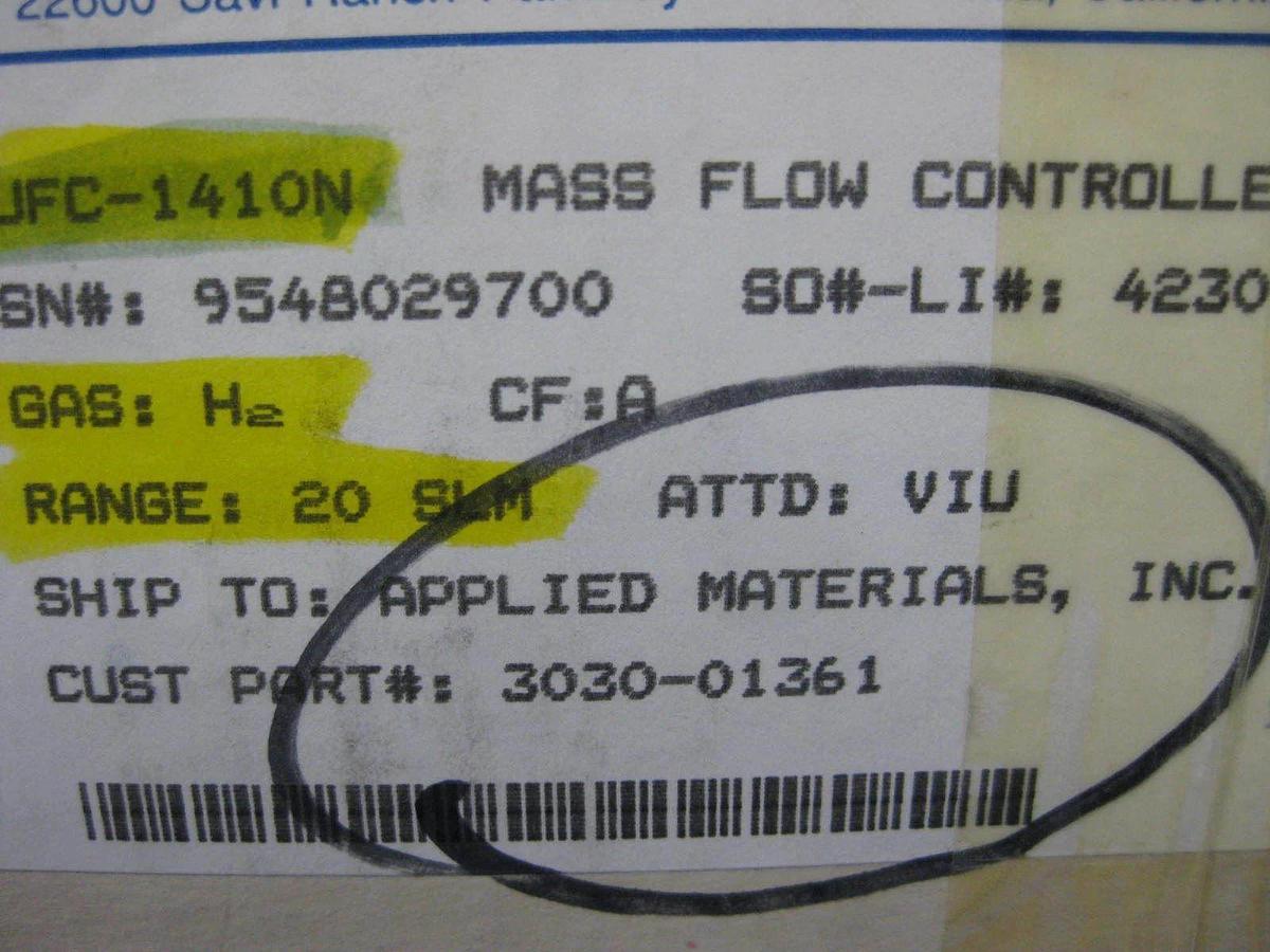 Used Unit UFC-1410N Mass Flow Controller, He, 20 SLM,15 Pin D-Connector