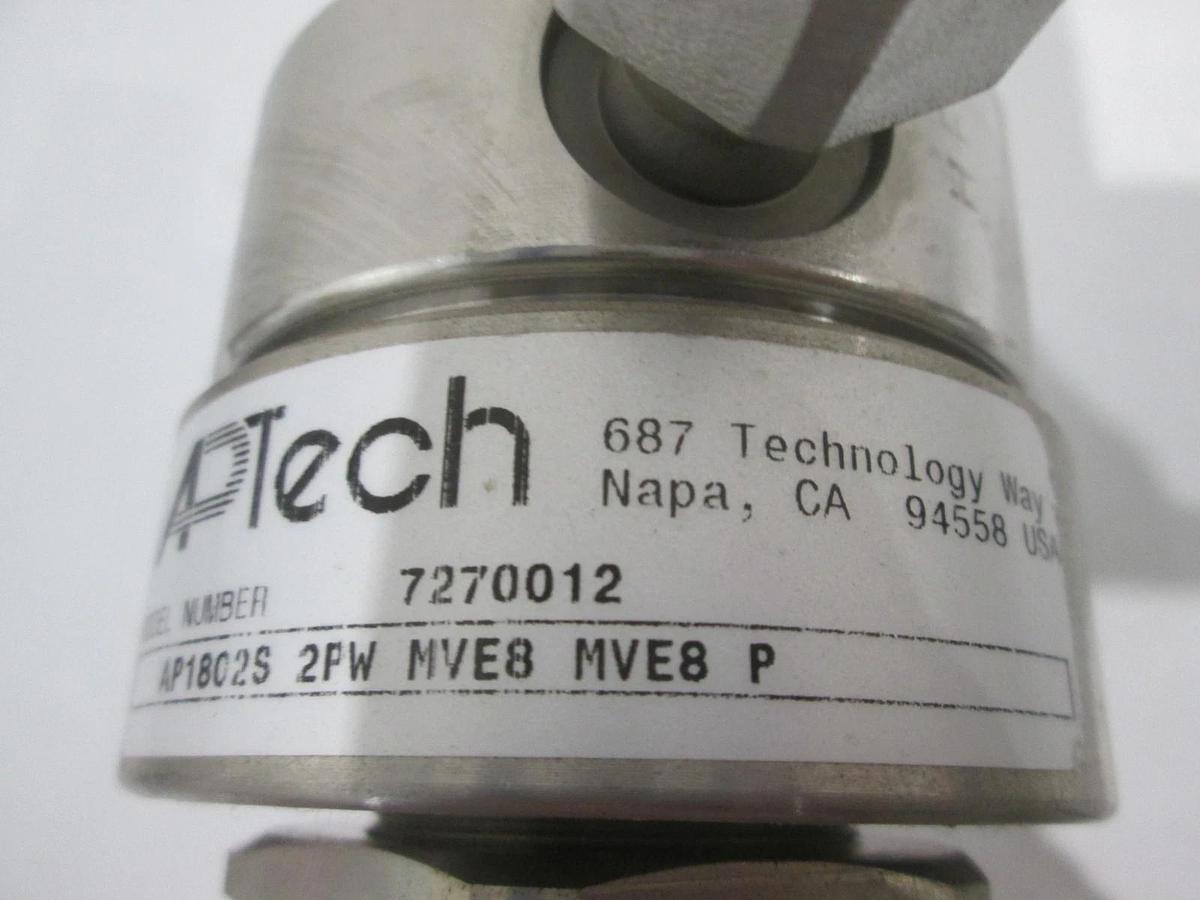 Used APTech, AP1802S 2PW MVE8 MVE8 P, Regulator w/ 1/2" Elbow Fittings, Used