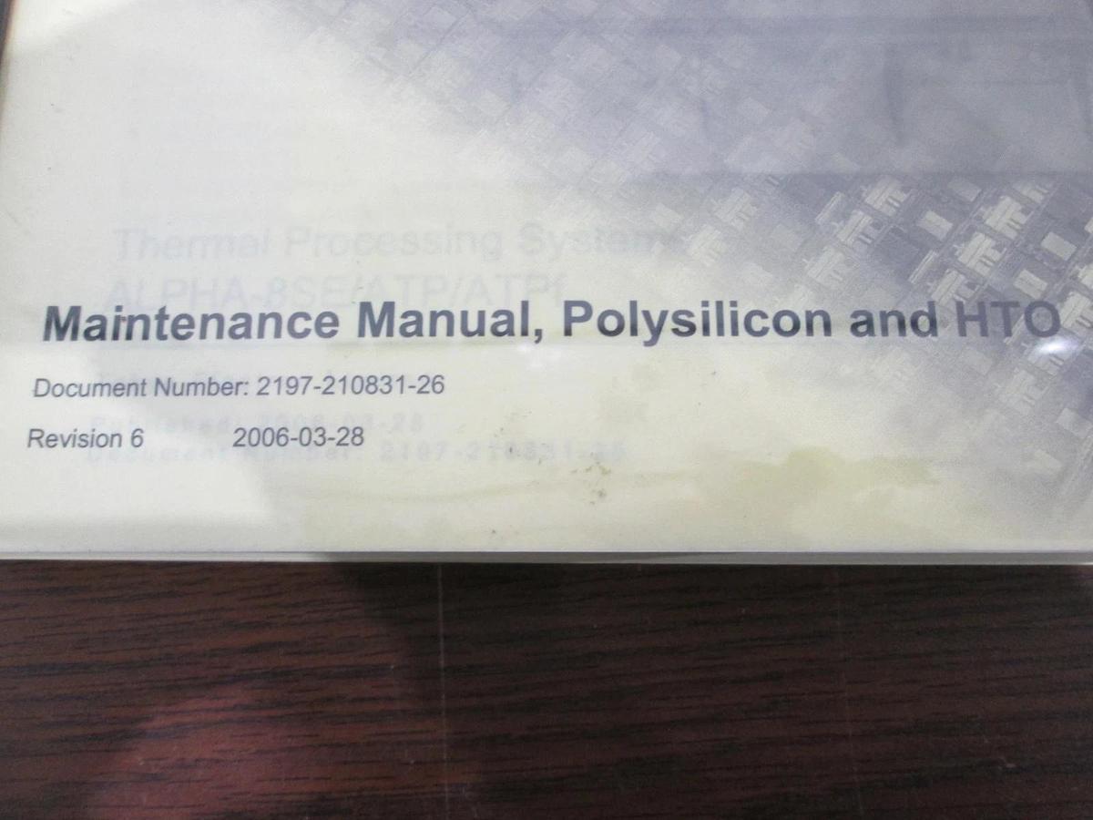 TEL Tokyo Electron, ALPHA-8SE/ATP/ATPf, Maintenance Manual, Polysilicon, New