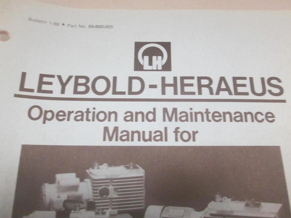 Used Leybold, 99-800-005, Operation and Maintenance Manual for TRIAC Pumps, Used