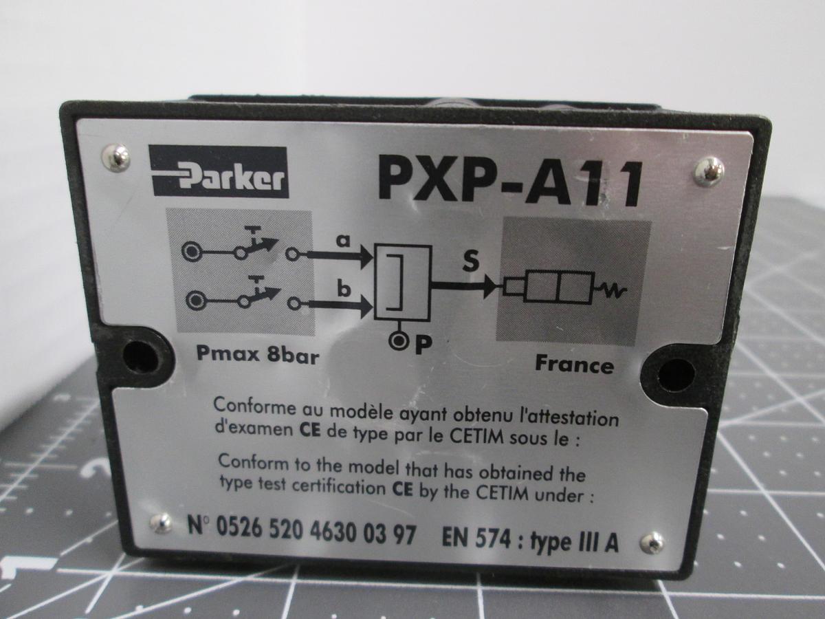 Used Parker PXP-A11 Pneumatic Two Hand Safety Control Logic Module Valve 8 Bar