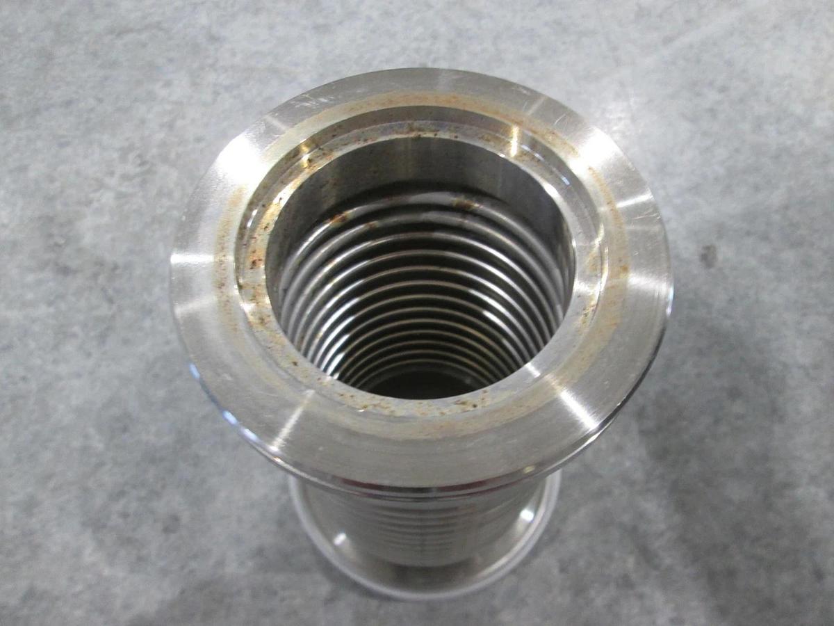 Used Stainless Steel Formed Bellows Vacuum Pipe/Hose, 6"L, 101MM Flange, Used