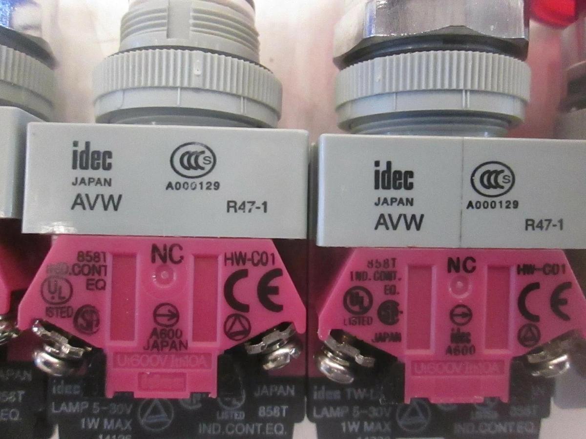 Used Idec, Red Pushbutton Switch, AVW, Used, Lot of 5