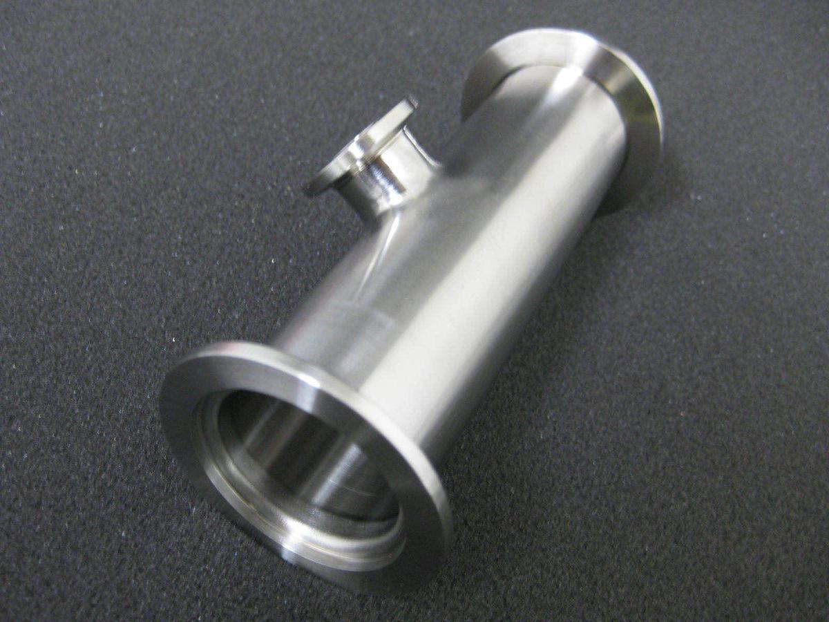 Stainless Steel Vacuum Tube Weldment, TEE NW40 Flange and NW16 Flange, New