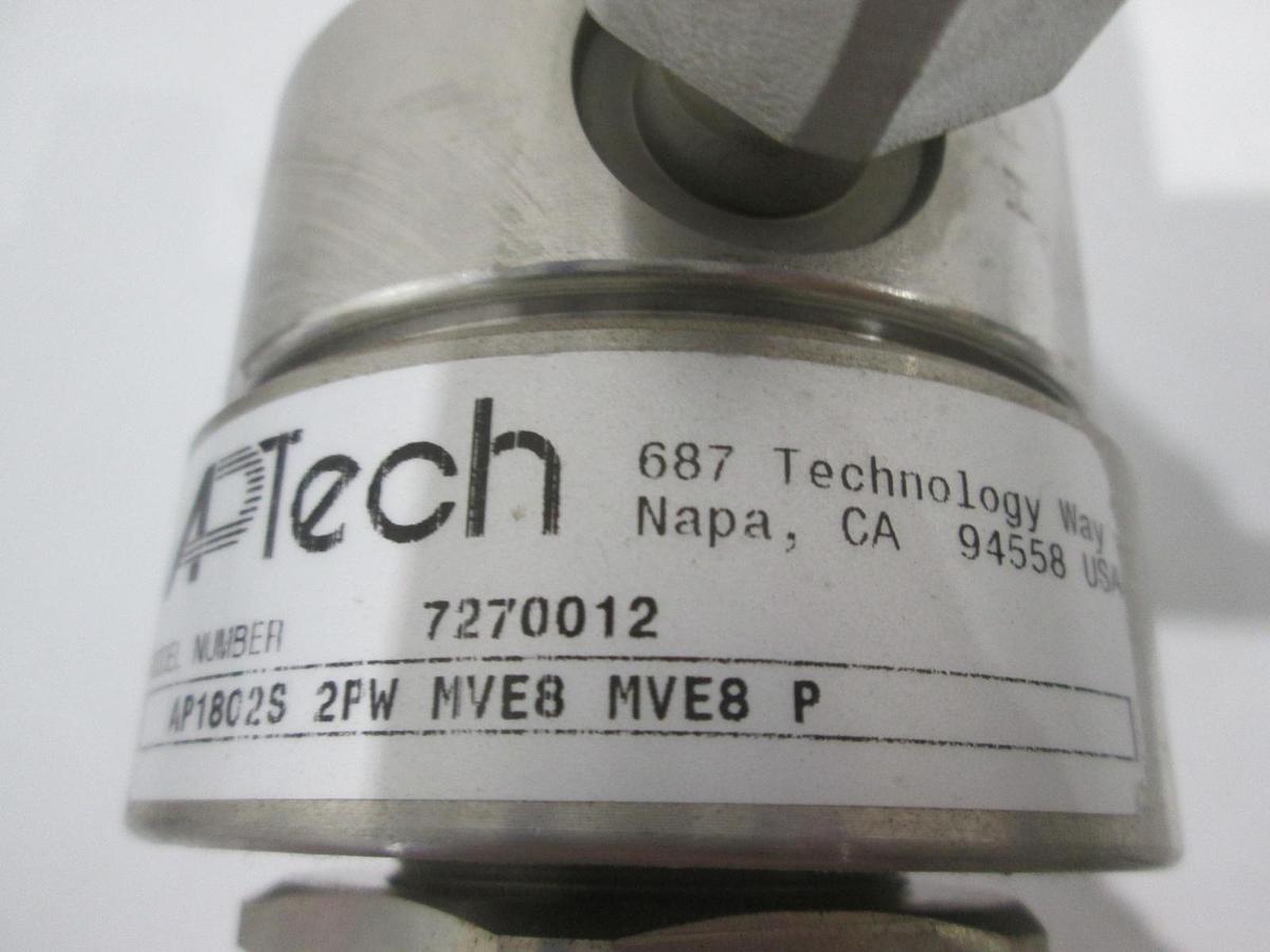 Used APTech, AP1802S 2PW MVE8 MVE8 P, Regulator w/ 1/2" Elbow Fittings, Used