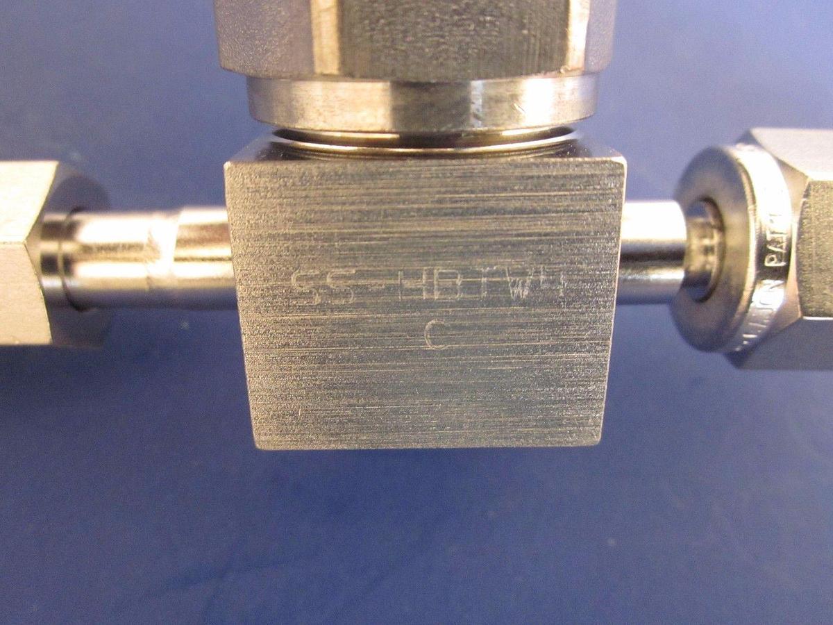 Used Nupro SS-HBTW4-C High Pressure Bellows Sealed Valve, 1/4" MVCR x 1/4" FVCR, Used