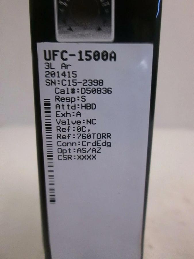 Used Unit UFC-1500A Mass Flow Controller, Gas, Ar, 3L