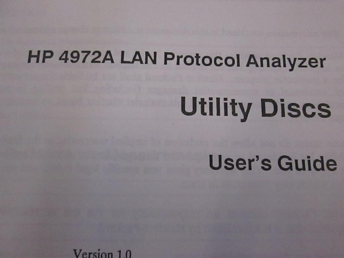 Used HP 4972A LAN Protocol Analyzer Utility Discs User's Guide, Used