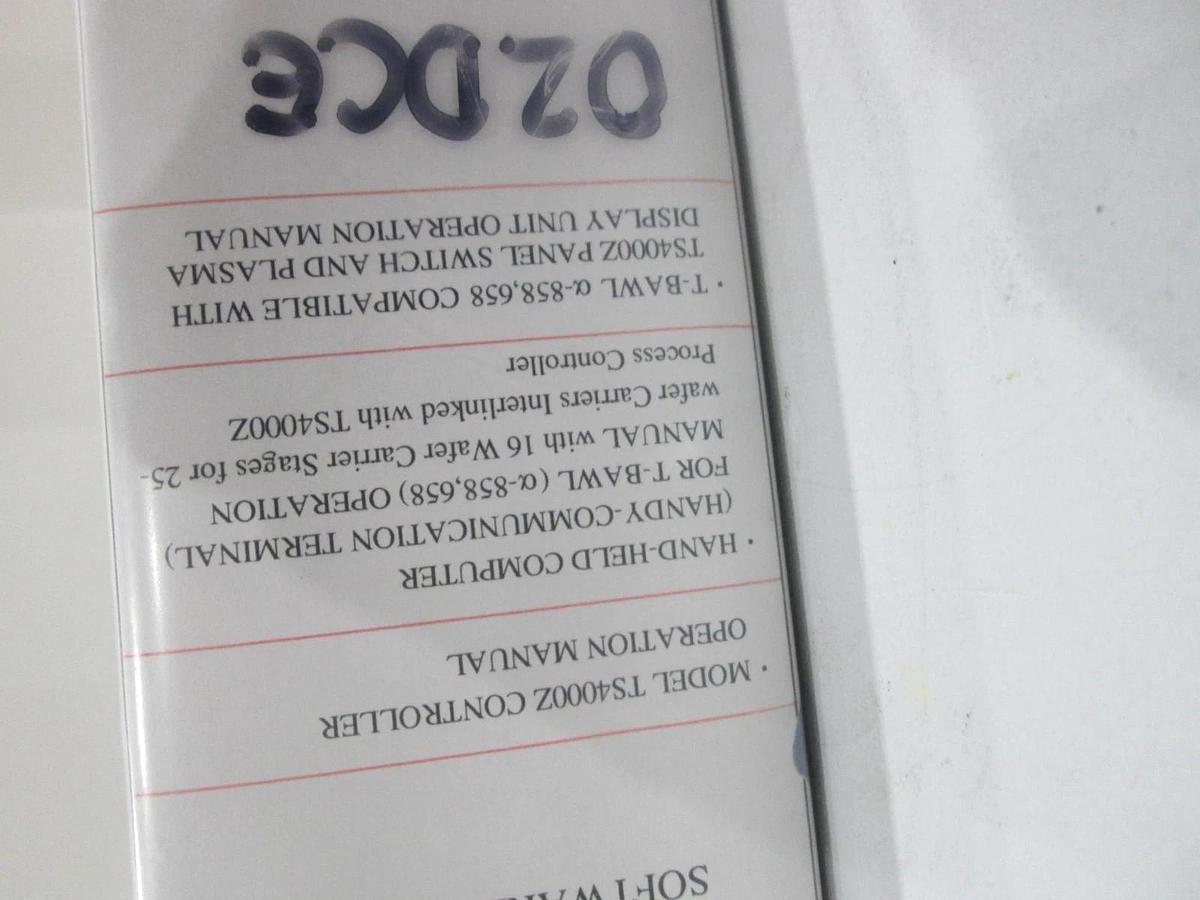 Used TEL Tokyo, Vertical Furnace, a-658SD, Software Manual, Used
